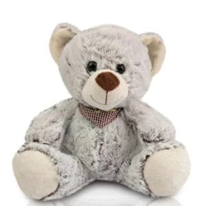 Urso de Pelúcia 24 cm Sentado - Ravi Com Bandana Xadrez Avelã