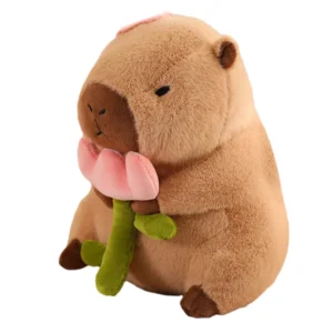 Pelúcia Capivara em Plush Antialérgico Florzinha Tulipa - 30cm
